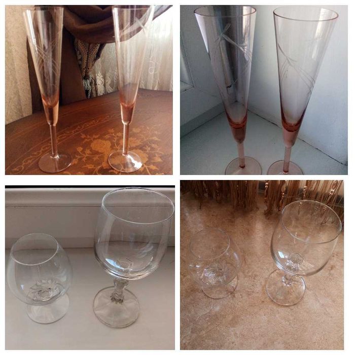 Шикарные конусные фужеры 2шт и круглые 2шт.Цена за все 4шт 100 тыс