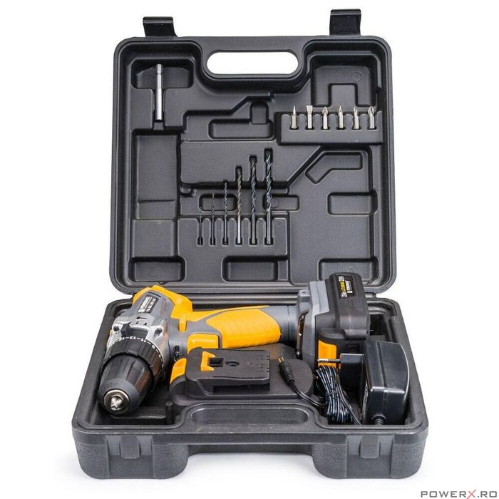 Masina gaurit cu percutie 2 acumulatori 20V2Ah, bormasina, filetanta,