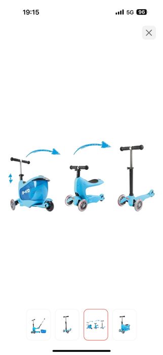 Самокат Micro Mini 2 GO Deluxe Plus MMD034 голубой