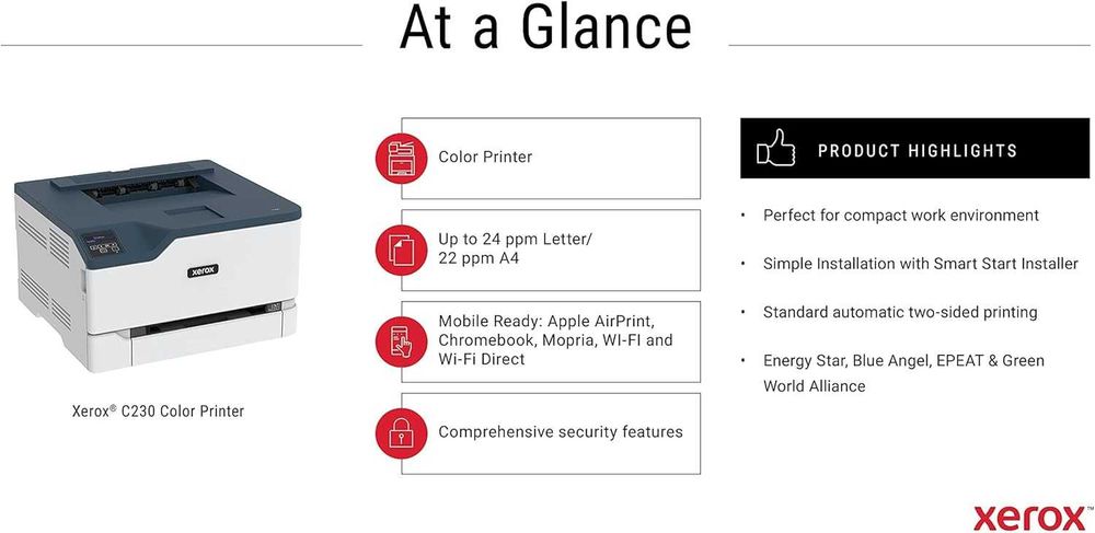 Безжичен цветен лазерен принтер Xerox C230dni A4 с двустранен печат