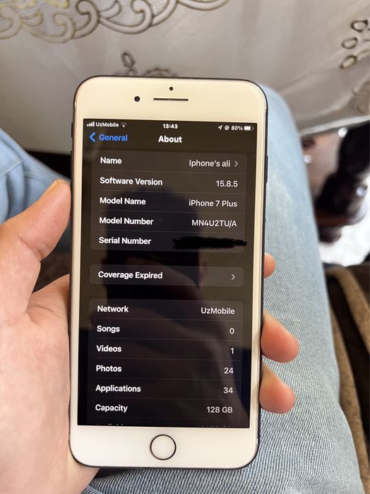 Iphone 7 plus 128 gb radnoy Touch id ishlidi