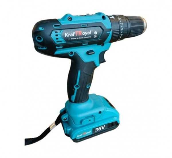 Акумулаторен ударен винтоверт KraftRoyal 36V 2 батерии куфар, 25 части