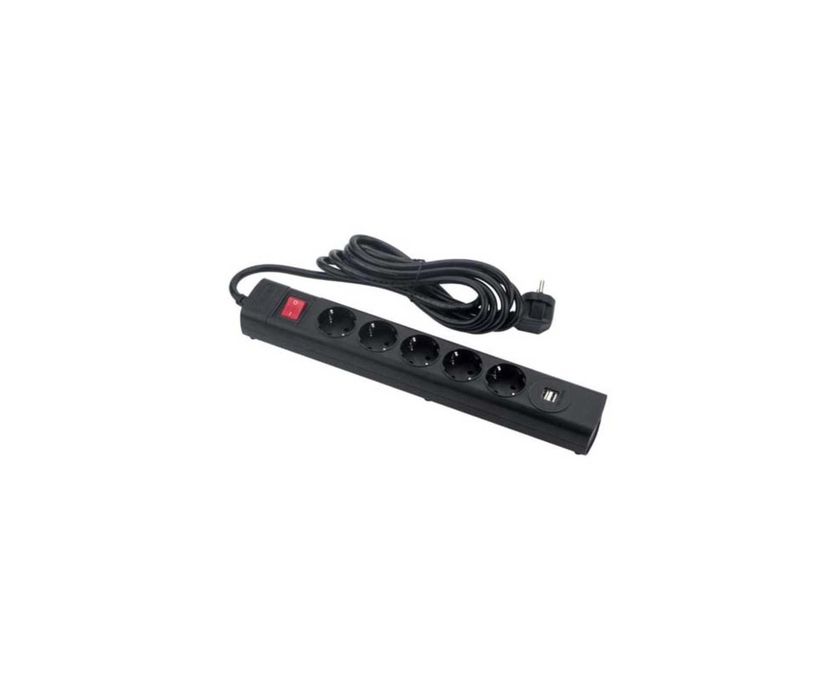 | Сетевой фильтр 3  m 5 розетки+ 2 USB (2,1A)  HuntKey (черный)