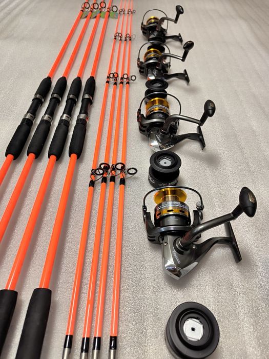 SET 4 Lansete FIBRA PLINA 3.0m WIND BLADE + 4 Mulinete FL EFB 6000