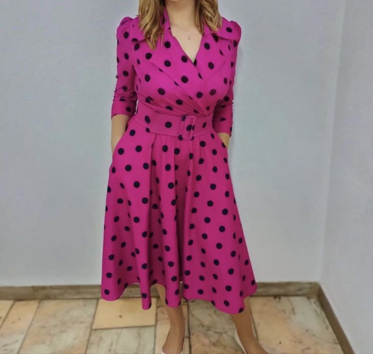 Rochie midi roz eleganta