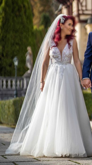 Rochie mireasă ESMEE A-line CADOU voal+crinolină+accs