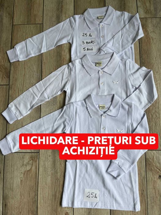 Lichidare stoc magazin copii - Bluze Polo Albe Fete, Lila Unisex - Prețuri sub achiziție!