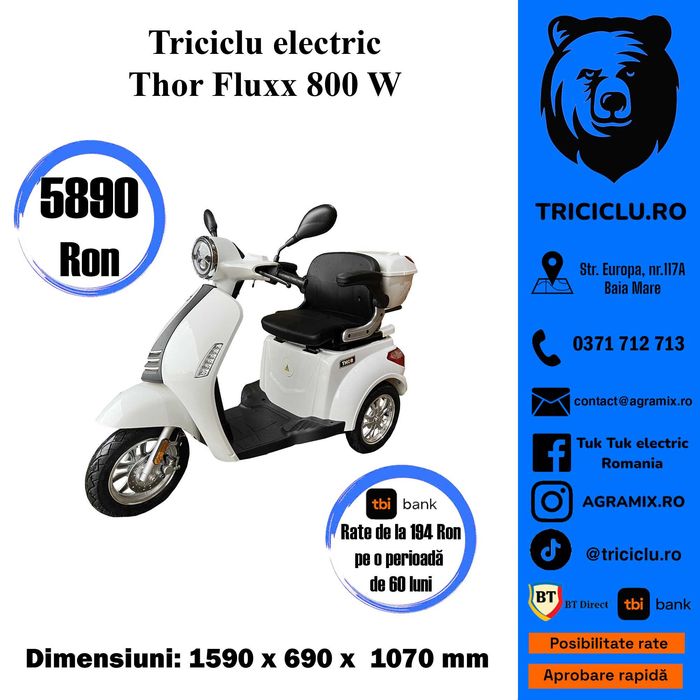 Triciclete electrice THOR FLUXX Agramix NOI