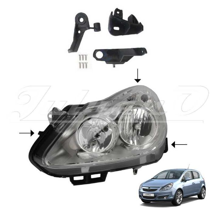 Щипки (водачи, крепежи) за закрепване на фар за OPEL	CORSA D (06-10)