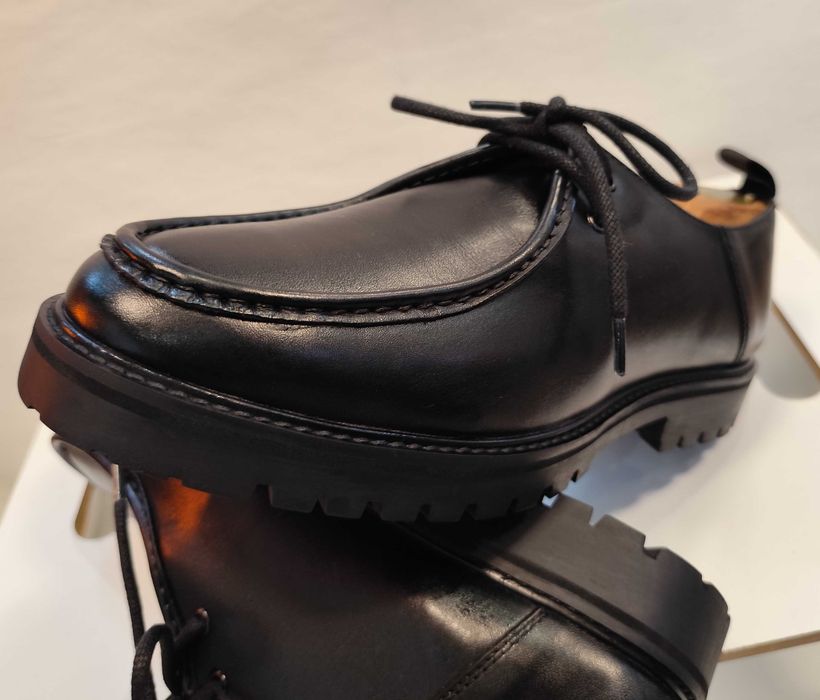 Pantofi derby 41 split toe ZIGN NOI piele naturala moale negru