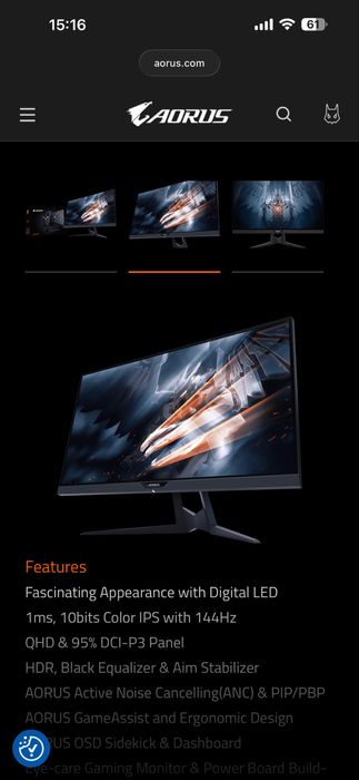 Монмтор игровой Aorus AD27QD 144