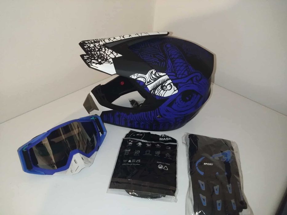 Casca atv moto  + Ochelari+Manusi+cagula
