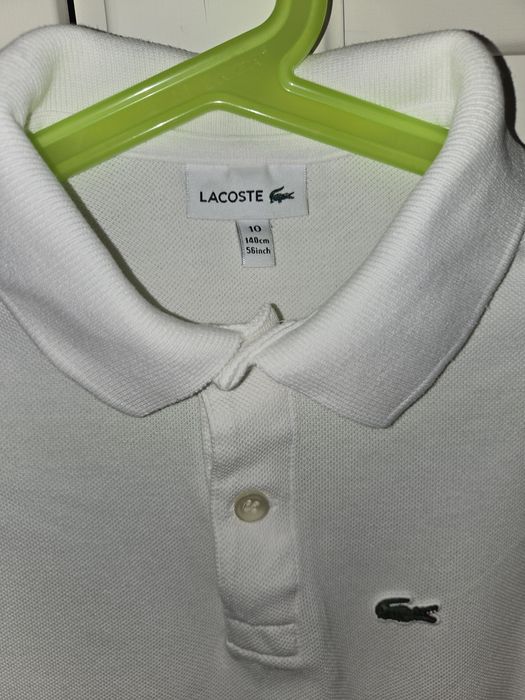 Tricou polo copii alb, 6-9 ani, Lacoste, ca nou