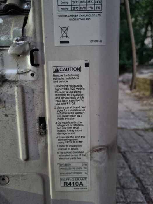 Климатик Toshiba RAS-107SAV-E3 – комплект, напълно работещ