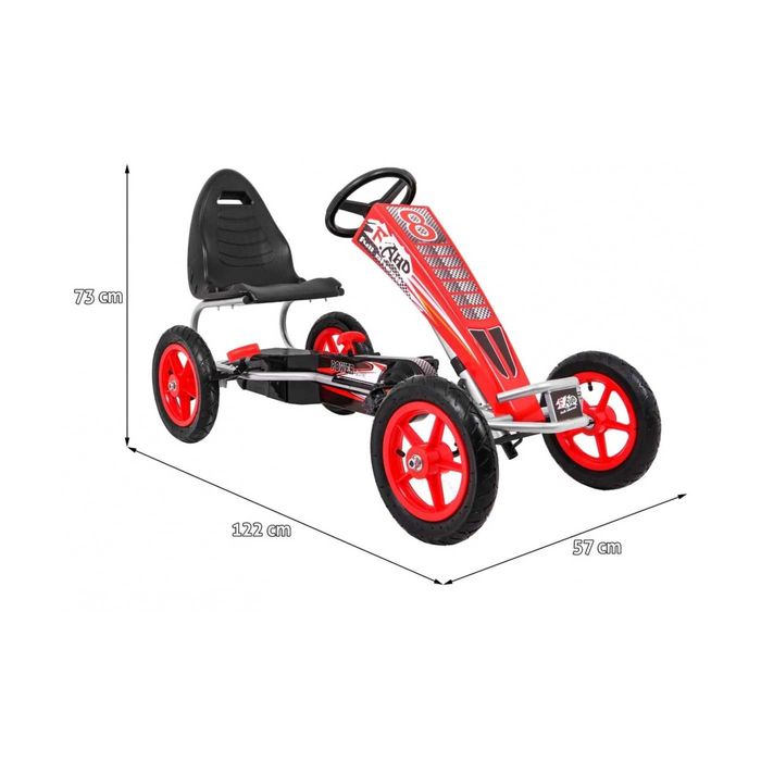 Kart cu pedale, Kinderauto F8-1, roti Gonflabile 10 inch RED