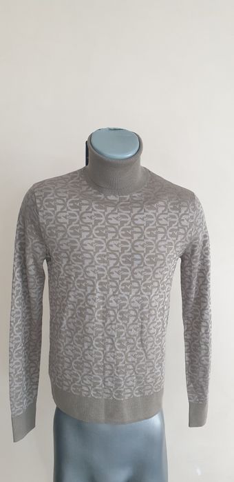 Emporio Armani Wool Knit Monogram/ XS - S НОВО ОРИГИНАЛ Мъж Вълнa Поло