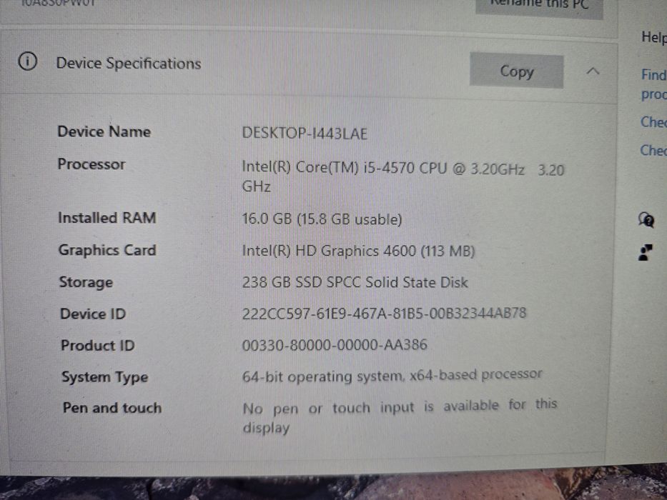 Desktop Lenovo Thinkcenter M93p i5 16g 240 ssd