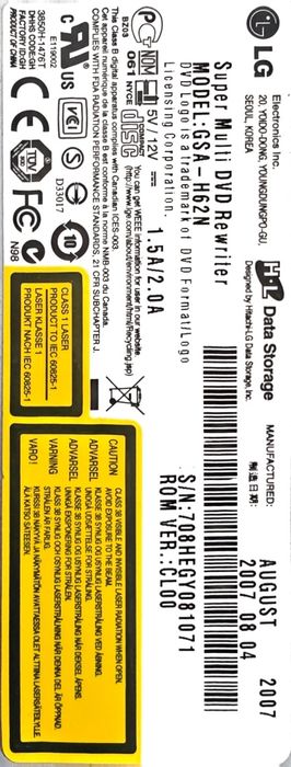DVD-RW дисковод LG Super Multi (SATA) GSA-H62N