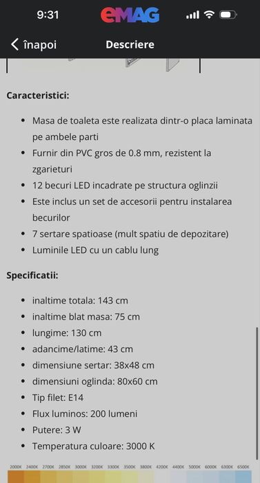 Masa de toaleta / makeup