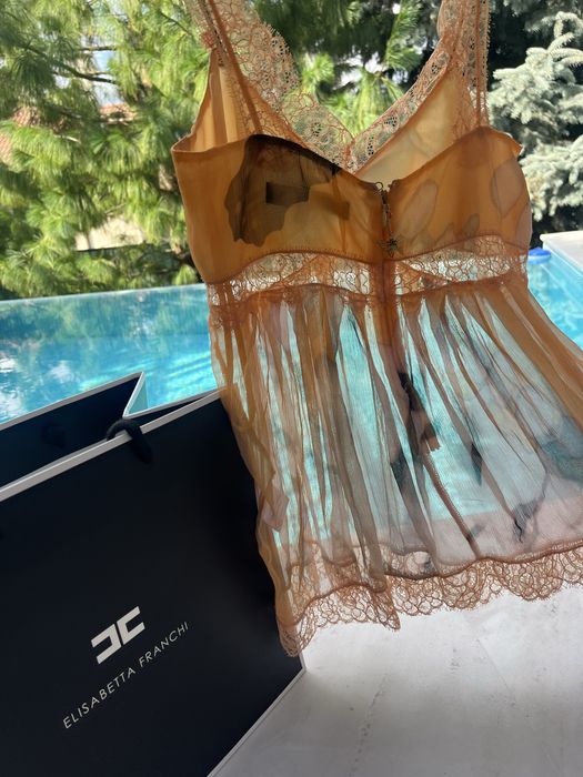 Elisabetta Franchi копринен топ Оригинален 100%