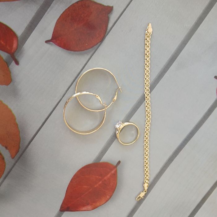 Cercei,inel bretara placate cu aur