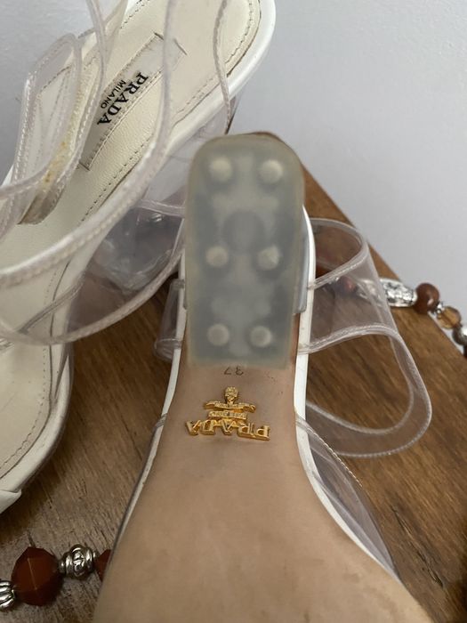 Sandale PRADA Italy toc transparent; Pantofi piele;Șlapi Tory Burch