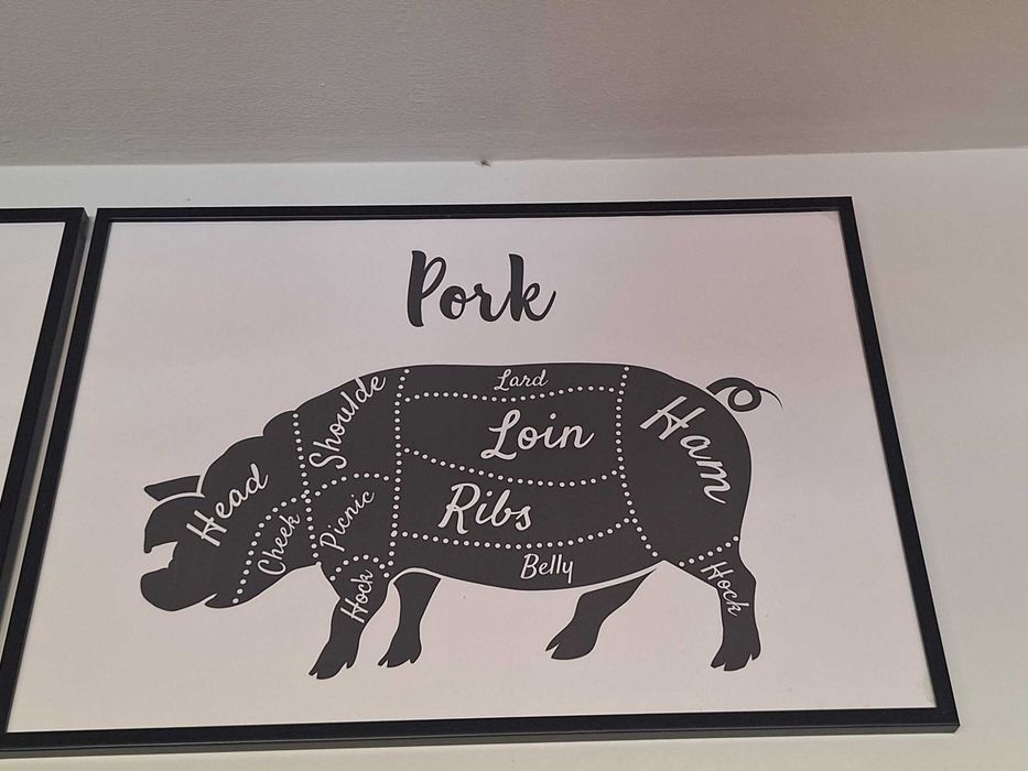 Комплект от 4 големи декоративни картини – Lamb, Chicken, Beef, Pork