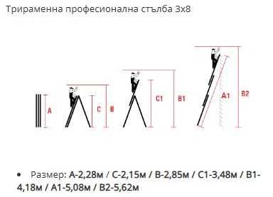 Трираменна алуминиева стълба 3х8 и 3х10 стъпала Арон България