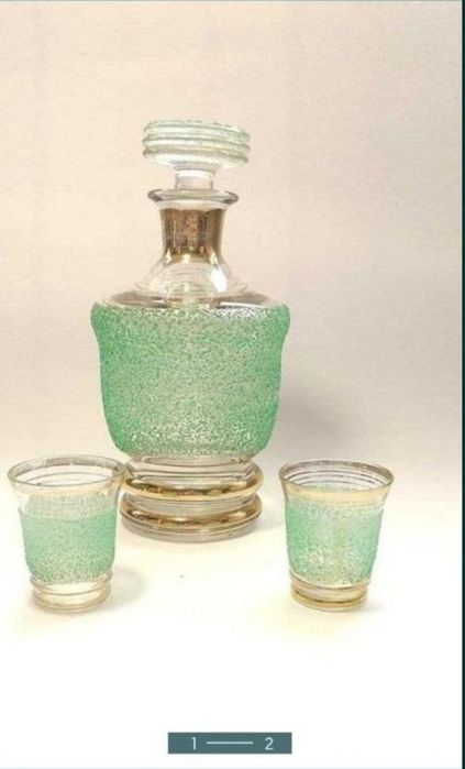 Графин Bohemia петух петушок и вазочки кобальт лфз