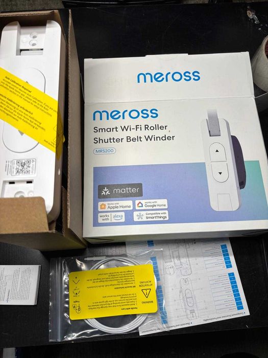 Automatozare Rulou electric Meross Matte cu bandă, montat încastrat (max. 45 kg, 6 m²), acționare Smart Home pentru rulouri cu temporizator automat