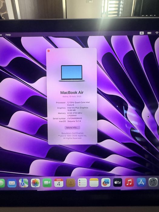 Macbook Air 13” , 2020 , impecabil  8GB Ram , i5 , 512 SSD