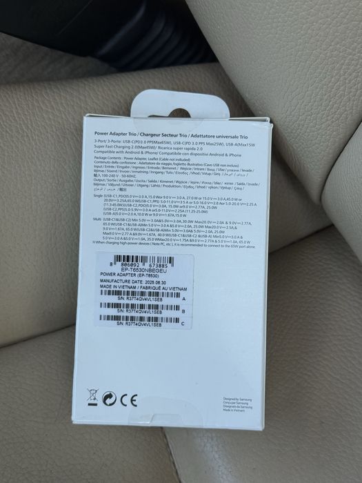 Adaptor Samsung 65W EP-T6530 Trio/Usb-C+A•NOU•Super Fast Charging