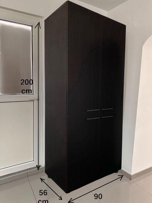 Dulap înalt din PAL, culoare wenge, 4 uși – stare foarte bună