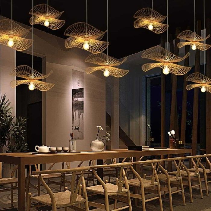 Полилей бамбук висящ лампи в китайски стил Японски дзен арт ръчно