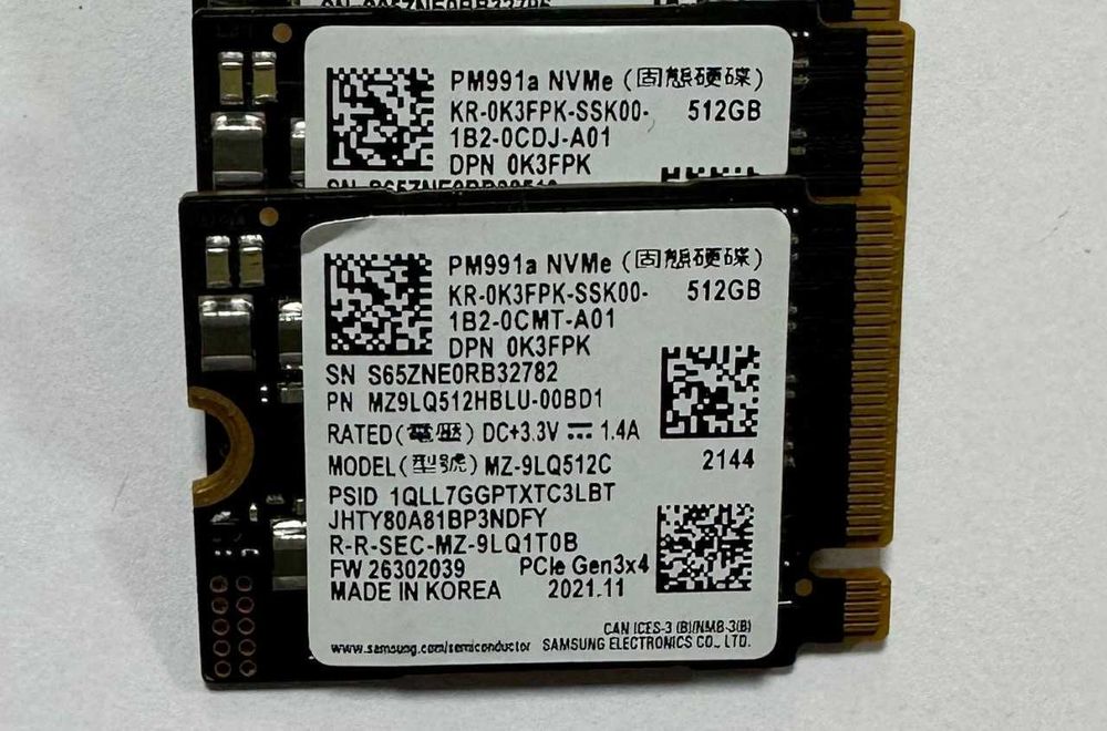 SSD Samsung PM991a 512 GB qattiq holatdagi disk, PCIe 3.0 x4 NVMe