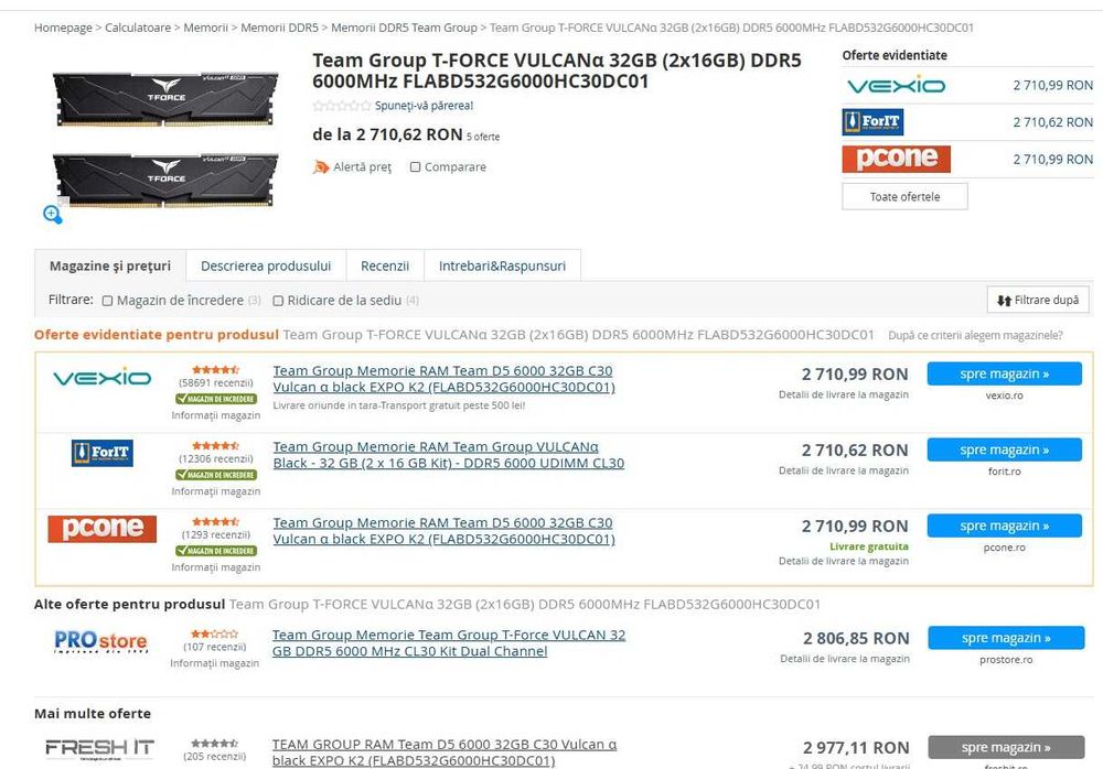 32 GB ram DDR5 6000mhz negociabil