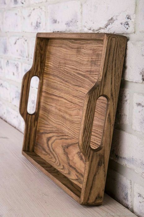 Поднос из дерева с ручками и гравировкой | Для сервировки и подарка