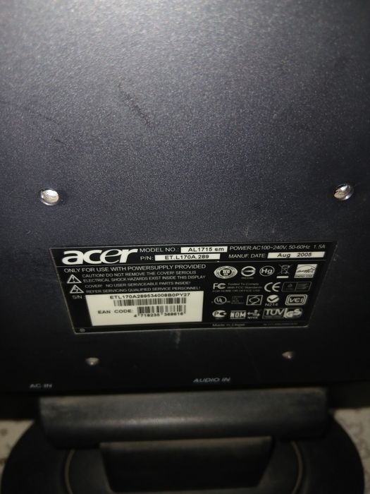 Acer AL1715 Monitor sotiladi – Ofis va videokuzatuv uchun