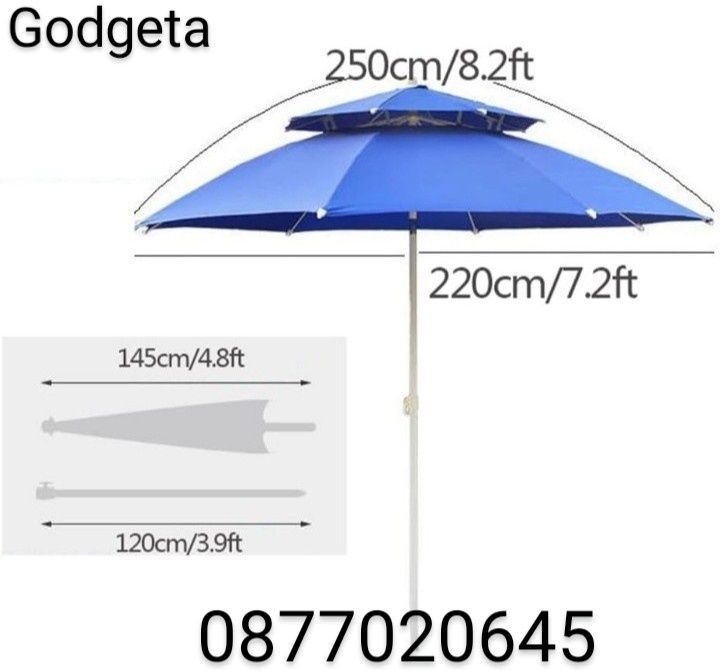 ВЕТРОУСТОЙЧИВ ДВОЕН Покрив Градински или плажен чадър зелен и др.цвето