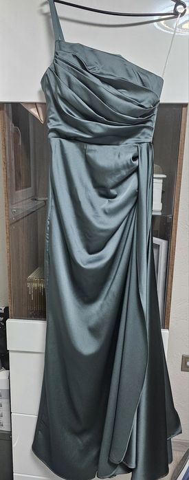 Сатенена Рокля - Евкалиптово / Маслинено Зелено