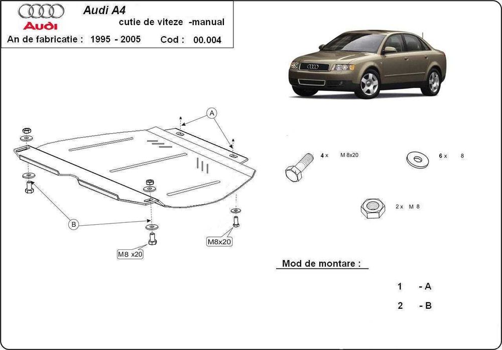 Метална кора под двигател скорости Audi A4 B5 A6 C6 VW Passat B5 Skoda