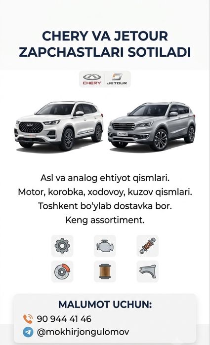 Cherry va jetour zapchastlari