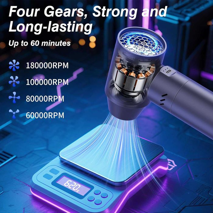 Suflantă Aer Comprimat XJUGEZ 180.000 RPM 21000mAh - Curățare PC/Auto