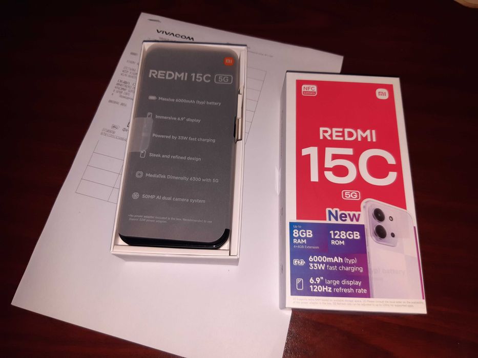 Чисто нов Redmi 15C 5G 128GB Смартфон с 2 години гаранция