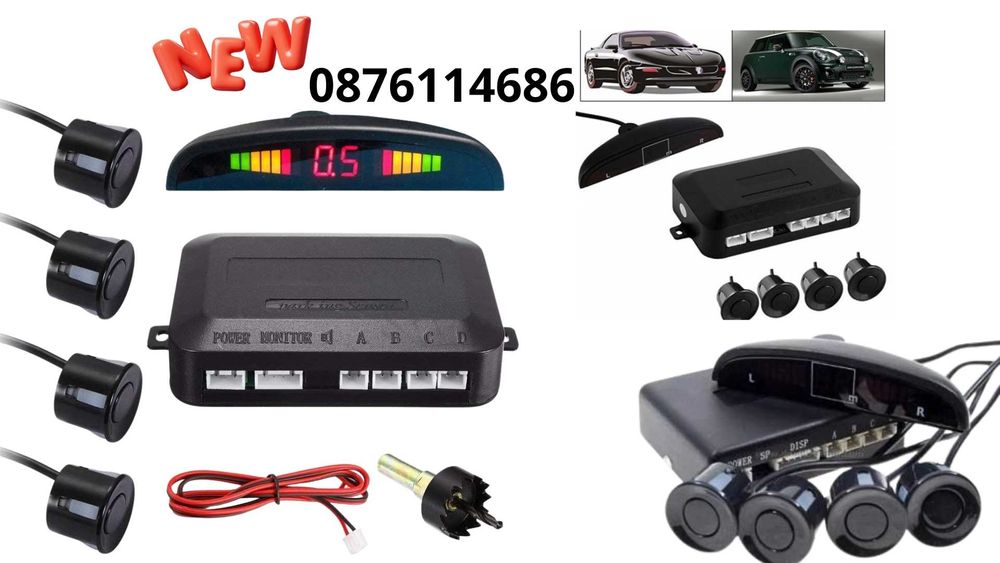 Парктроник с 4 сензора, дисплей и звук черни и сиви