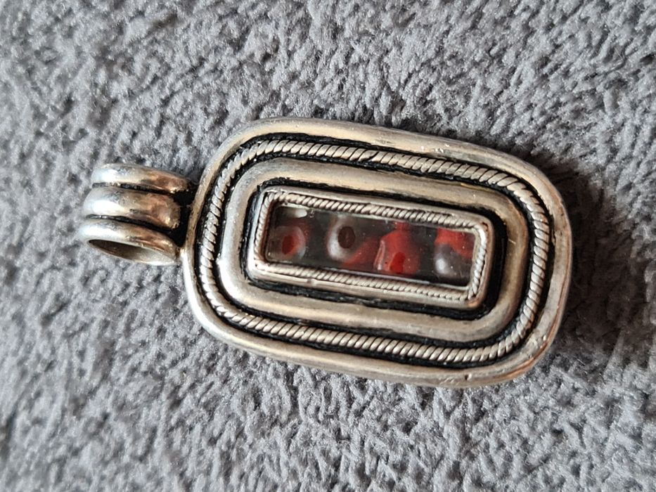 Pandantiv argint 950 masiv Mexico,jasp rosu,onix negru,deosebit