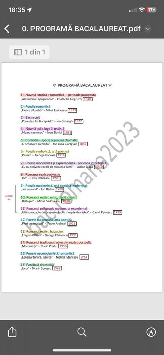 Materiale pentru bacalaureat