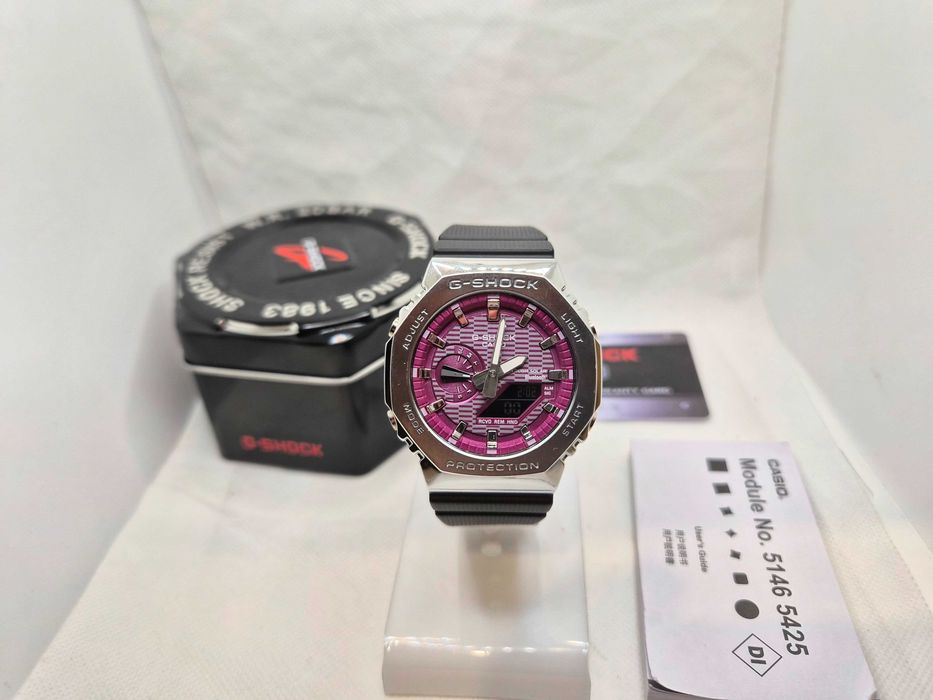 Ceas Sport Barbati Casio g shock GM 2100 Metal Black-PURPLE  Edition .Nou, Garantie 2 ani