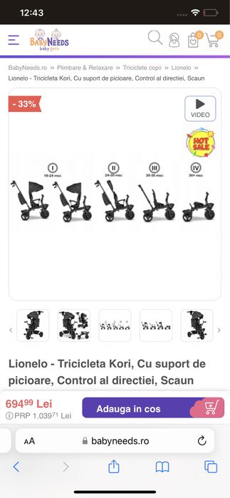 Tricicleta pliabilă Lionelo