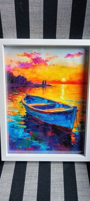 Ярки момичета с чадъри в дъждовен ден, 30 см.x 40 см Вертикална стенна